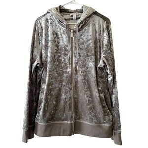 Calvin Klein Women’s Silver Velour Zip Up Hoodie